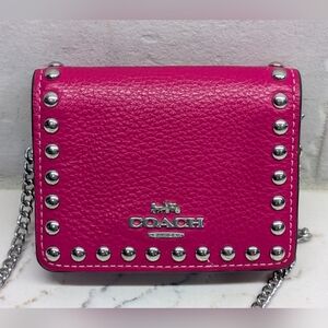 Coach Pink Crossbody Bag with Silver Accents